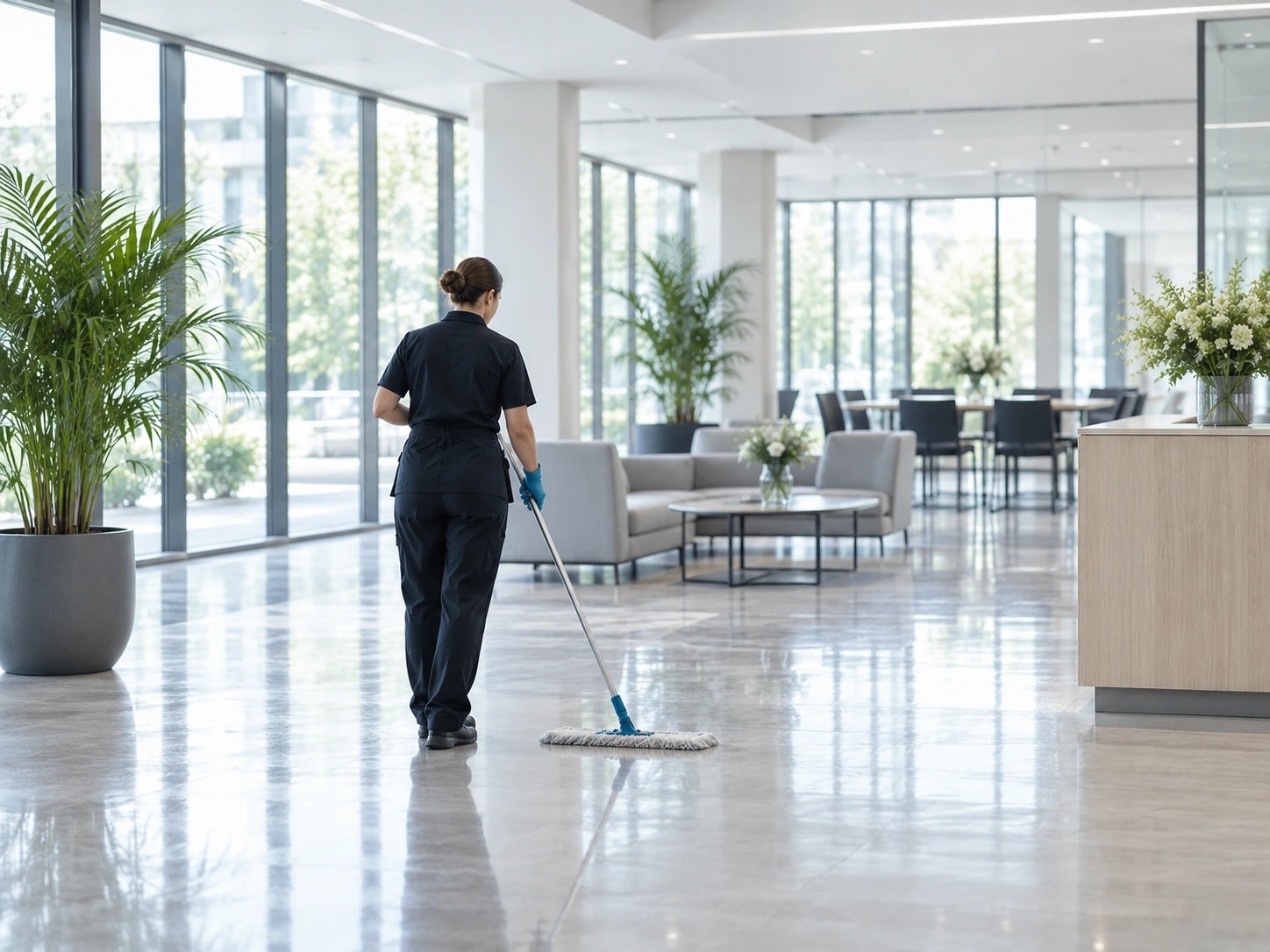 Professional cleaning team at work