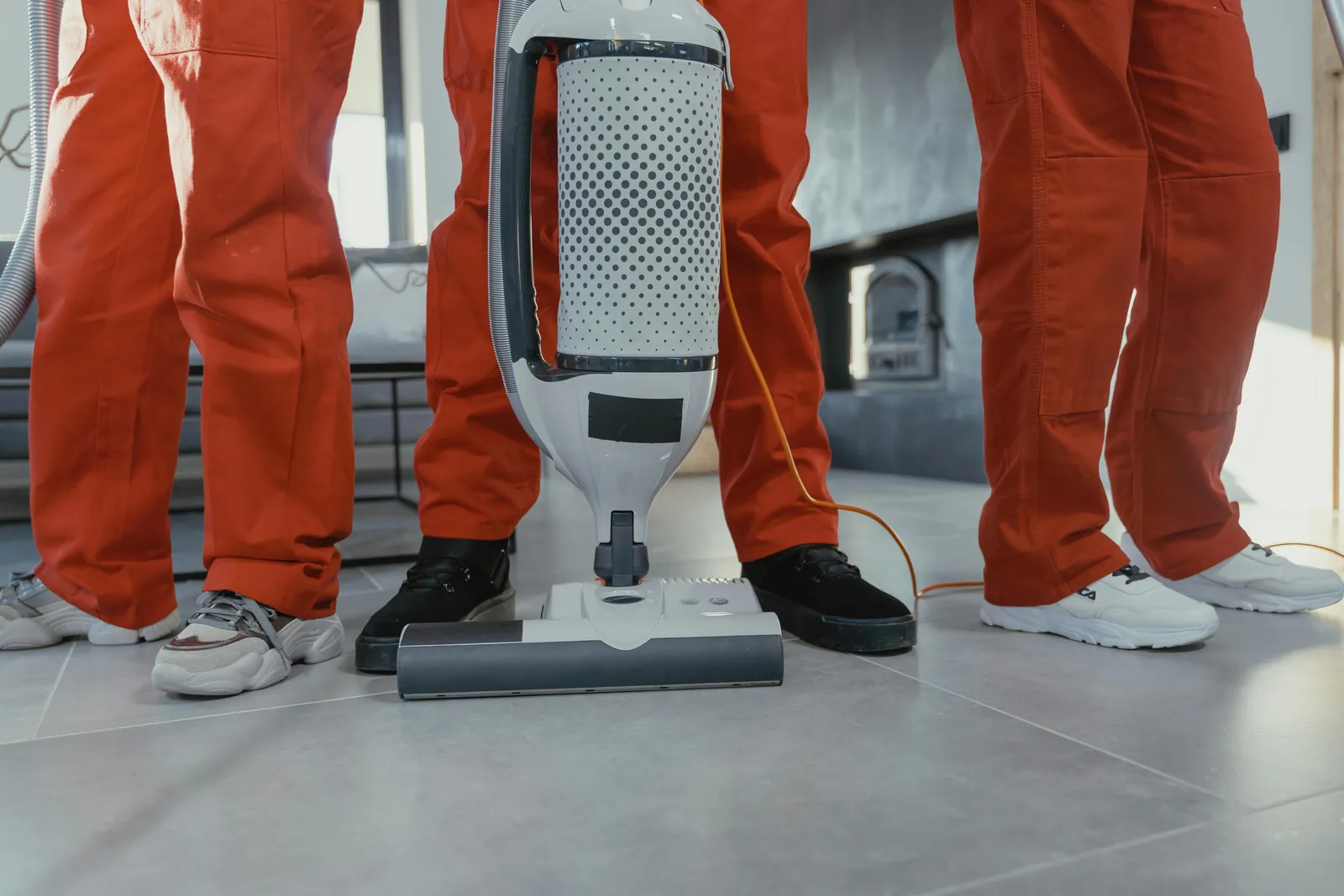 Professional cleaning team at work